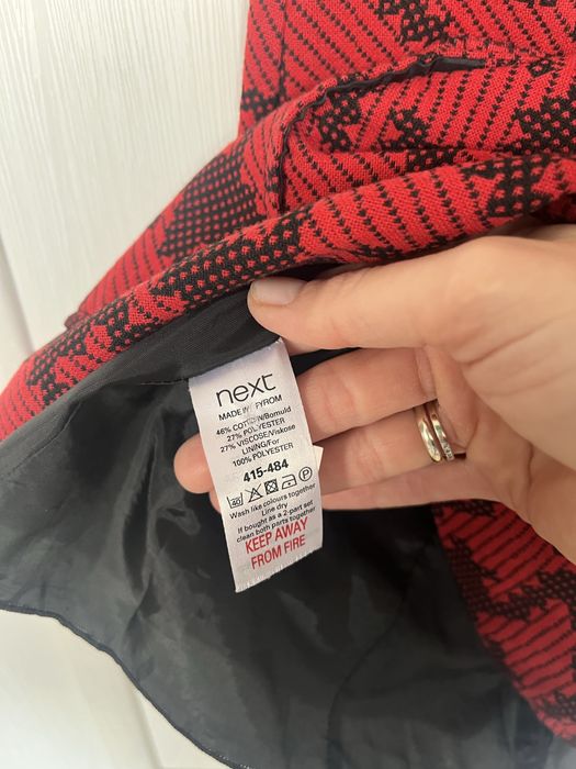 Czerwono czarna sukienka w kratkę Next 36/S vintage