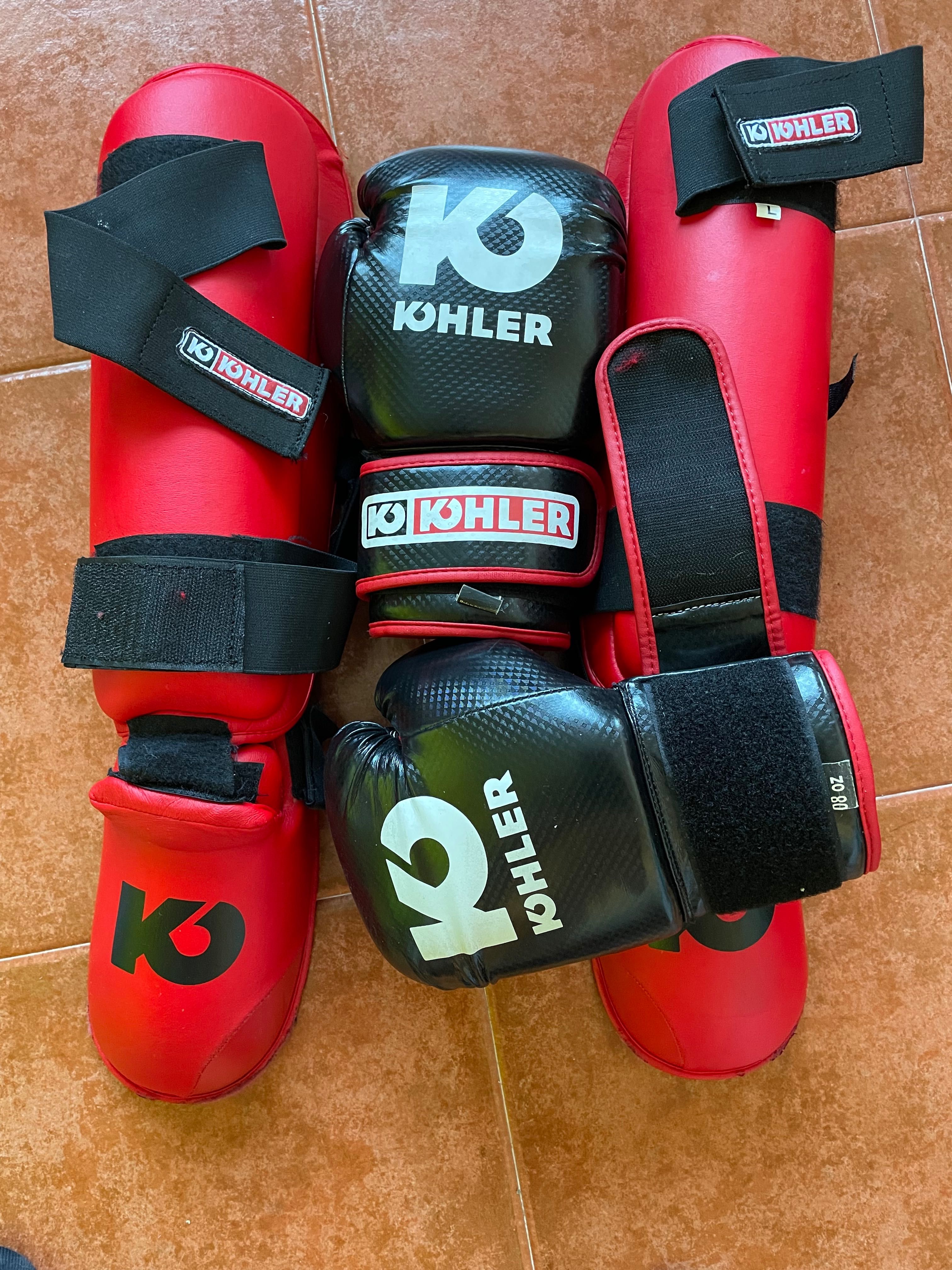 Luvas Boxe/Kickboxing e Caneleiras Kohler