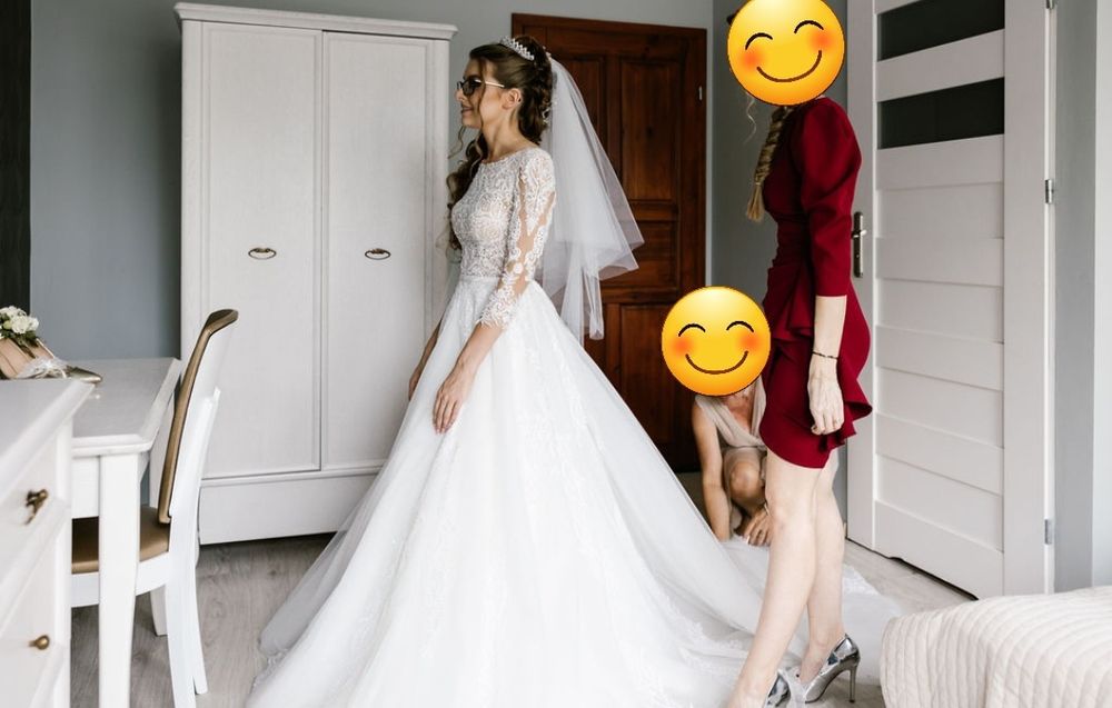 Suknia ślubna Elenora, księżniczka, z odpinanym trenem,