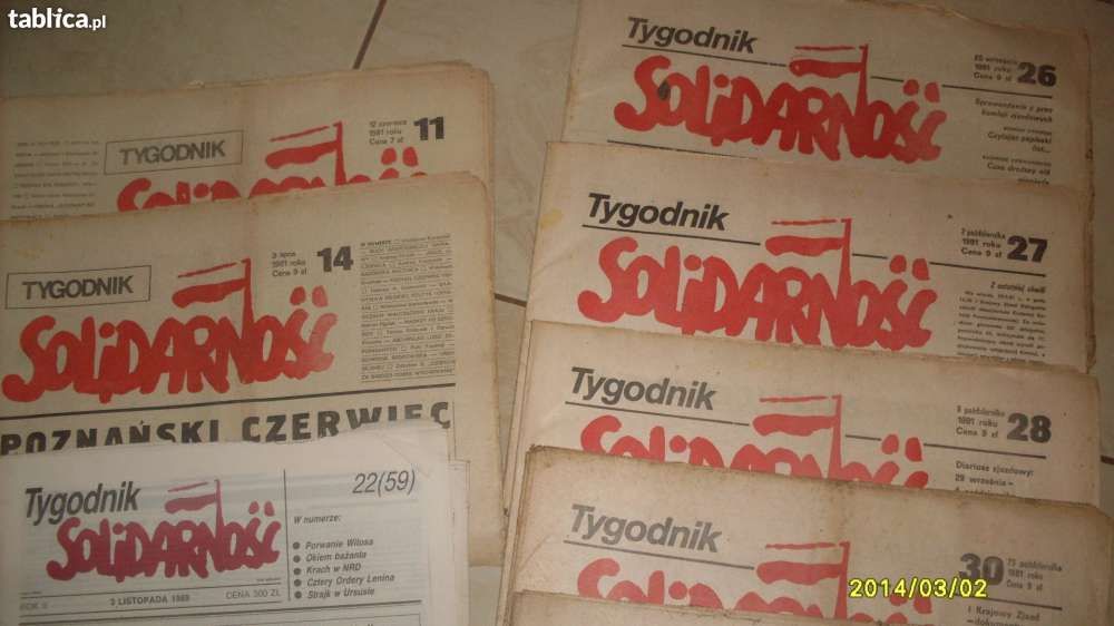 Stare gazety czasopismo bezcenne tygodnik Solidarność od1981r do1990r