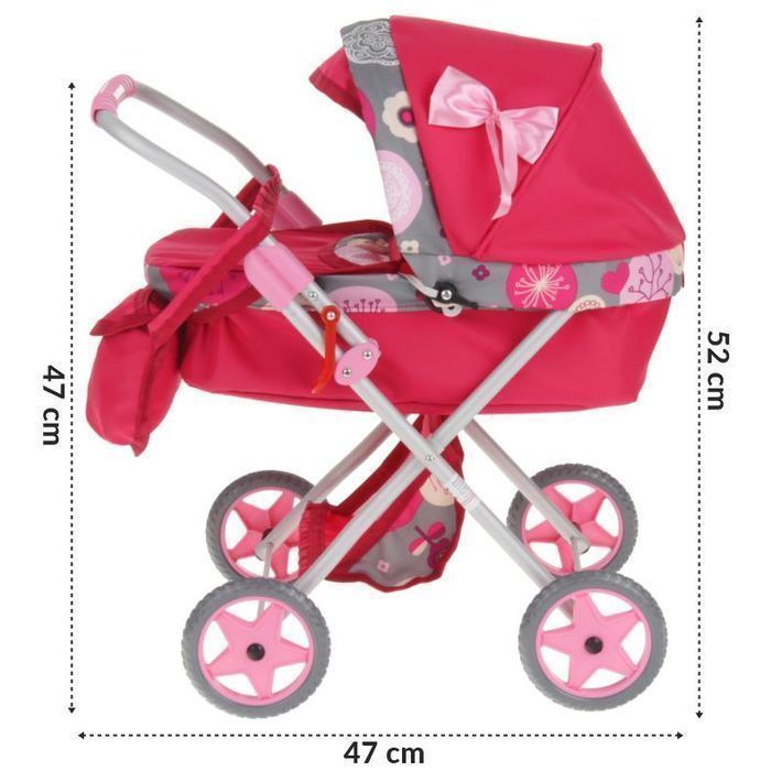 Wózek dla lalek głęboki - malinowy