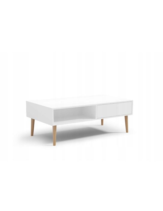 NOWA ŁAWA STOLIK kawowy DAN BIAŁY DREWNO z drewniany nogami IKEA Agata