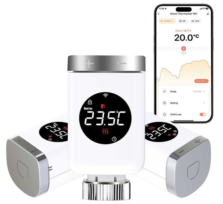 SALCAR głowica termostatyczna TRV801W WiFi Termostat grzejnikowy SMART