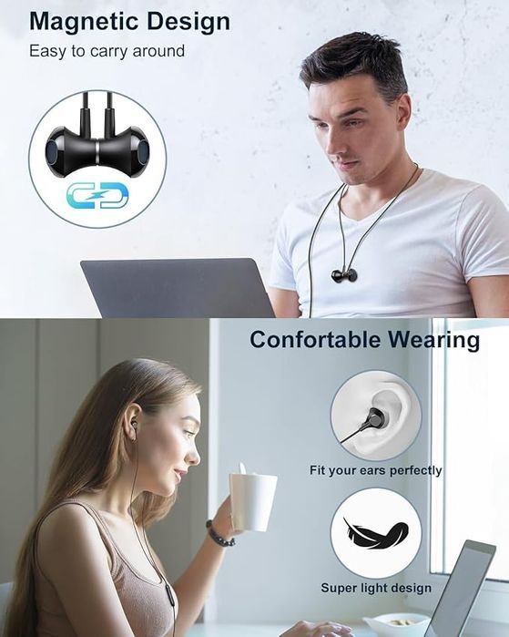 New Bee Słuchawki Usb C, Magnetyczne Słuchawki Przewodowe