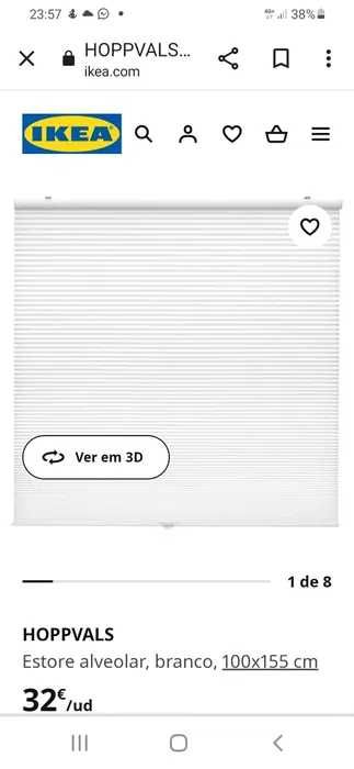 Estore branco IKEA HOPPVALS 100 X 155 cm