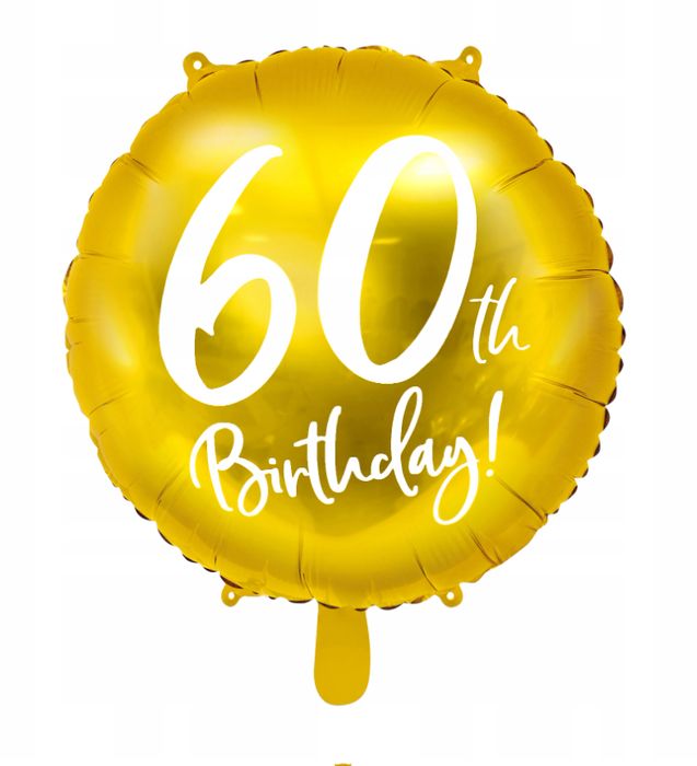 Balon foliowy na hel powietrze 60 urodziny złoty 45 cm