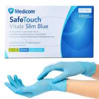 Розмір L, Medicom SafeTouch Vitals slim blue, рукавички нітрілові