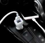 Biała ładowarka samochodowa 2x USB + gratis kabel USB do iPhone