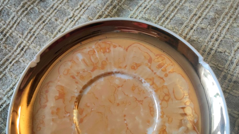 Serwis kawowy herbaciany zdobiony Lisiewicz PRL, filiżanki, Chodzież