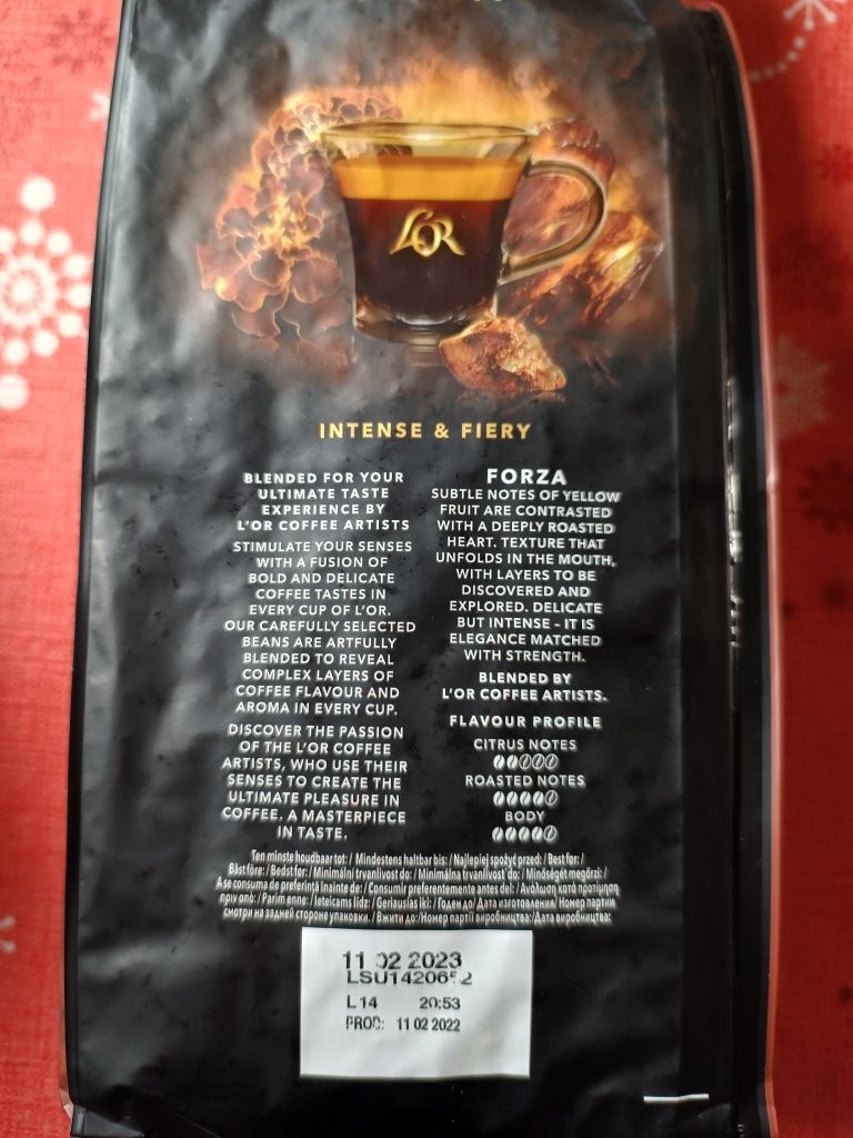 Кава в зернах L'OR Espresso Forza 100% Арабіка 1000 г