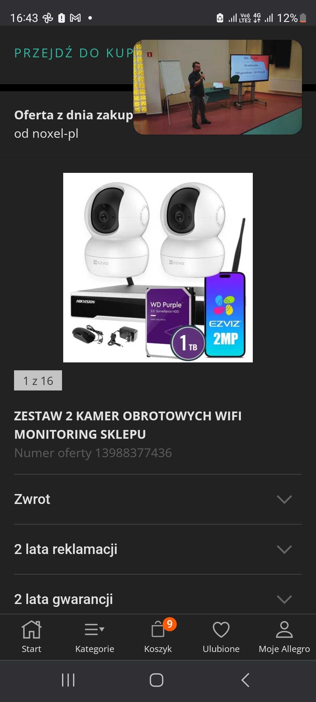 Zestaw do monitoring kamera ezviv, rejestrator hikvision wifi