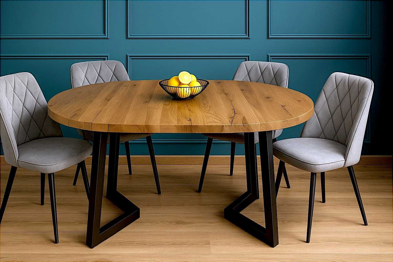 Stół Dębowy Okrągły LOFT, 100% Lite Drewno, Różne Wymiary, Rozkładany.