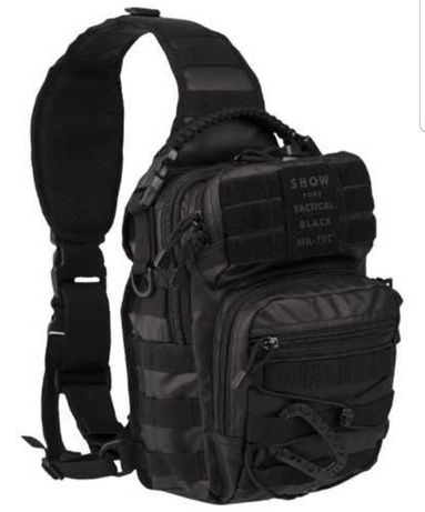 Тактичний рюкзак сумка через плече Mil-Tec Чорна і Олива на 10л