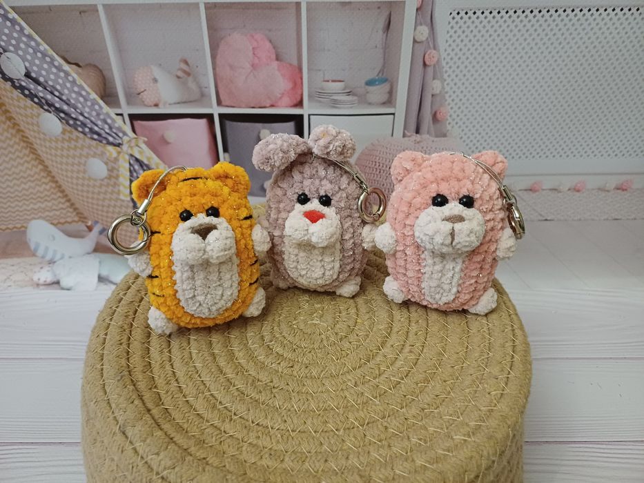 В'язані брелокі, брелки, підвіска на сумку, рюкзак, плюшеві