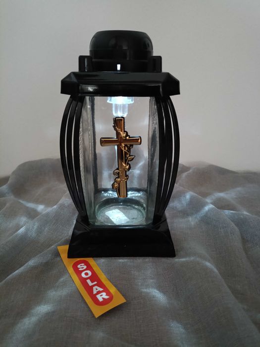 dekoracje nagrobne zestaw 4 zniczy solarnych  róża krzyż wysyłka