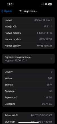 iPhone 14 Pro na gwarancji