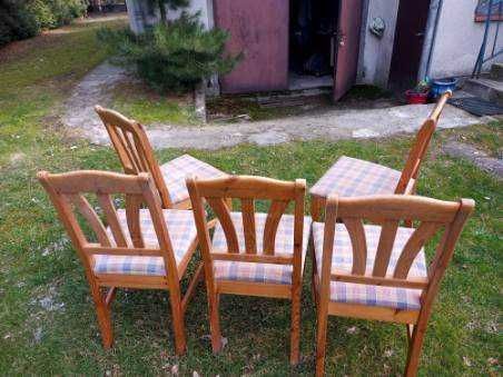 Pięć sosnowych krzeseł