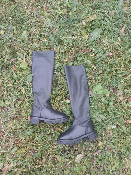 Зимние высокие сапоги, натуральная кожа