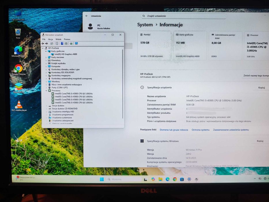 Komputer PC HP Intel i5 / 8GB RAM/ SSD+HDD / oryg. Win 11 PRO PL