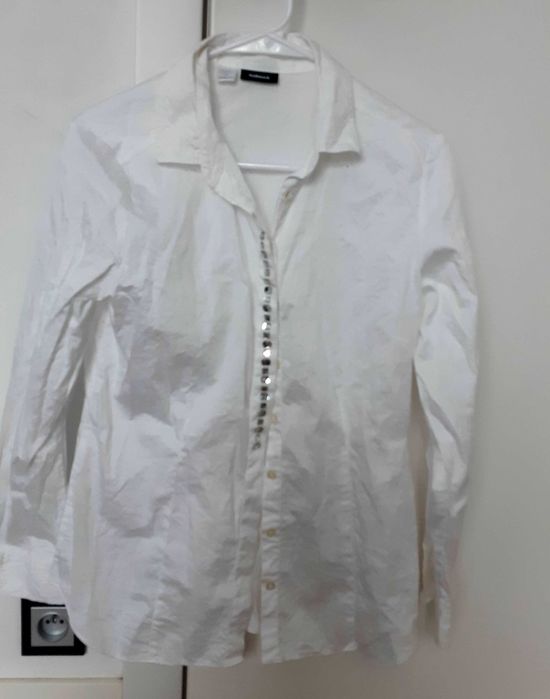 koszula damska z kamieniami 38 S M biała 100% bawełna