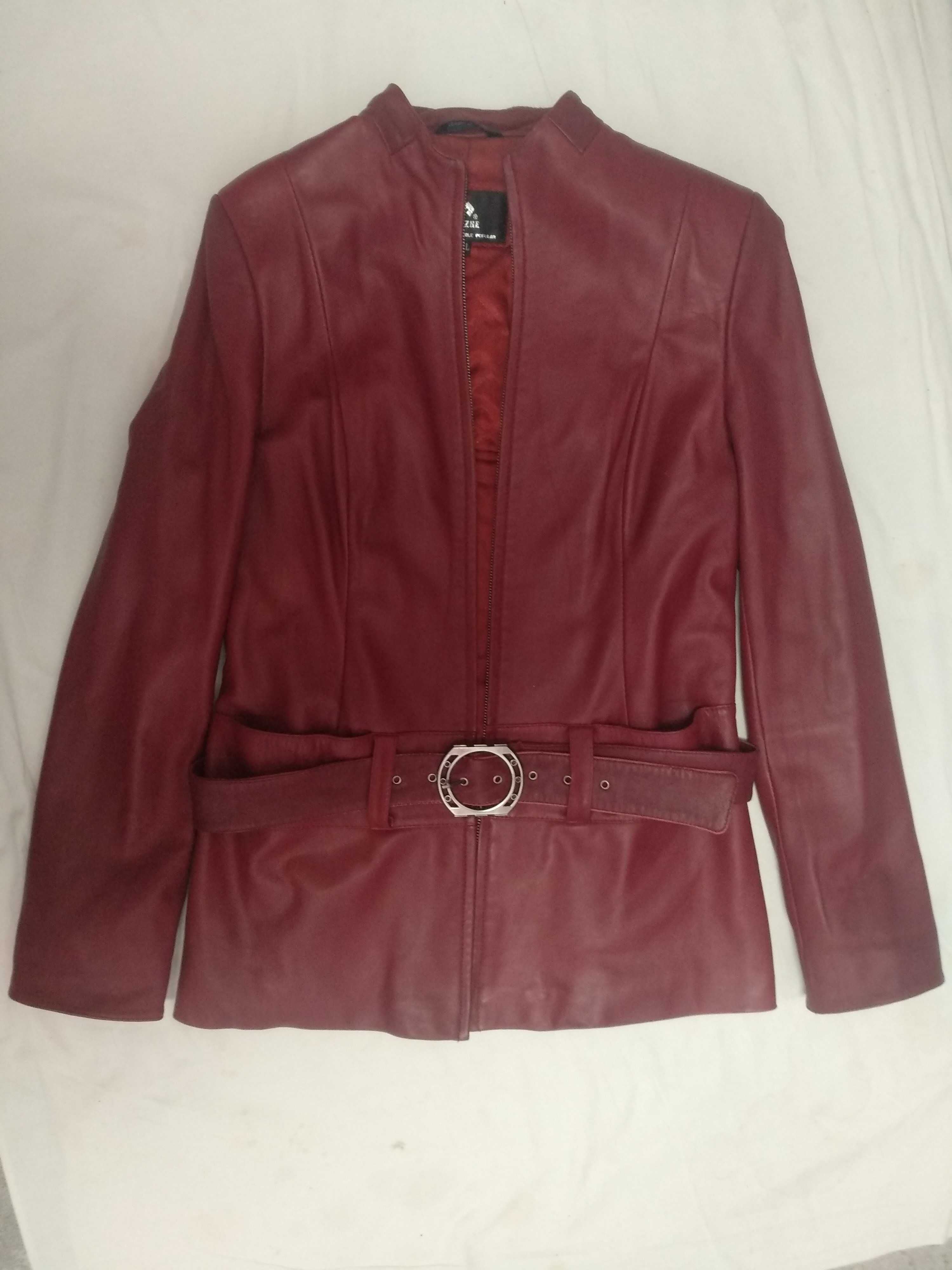 Куртка (пиджак жакет) женская кожаная цвет бордо
