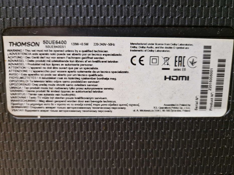 Telewizor Thomson 50UE6400 50" 4K ULTRA HD SMART TV DVB-T2