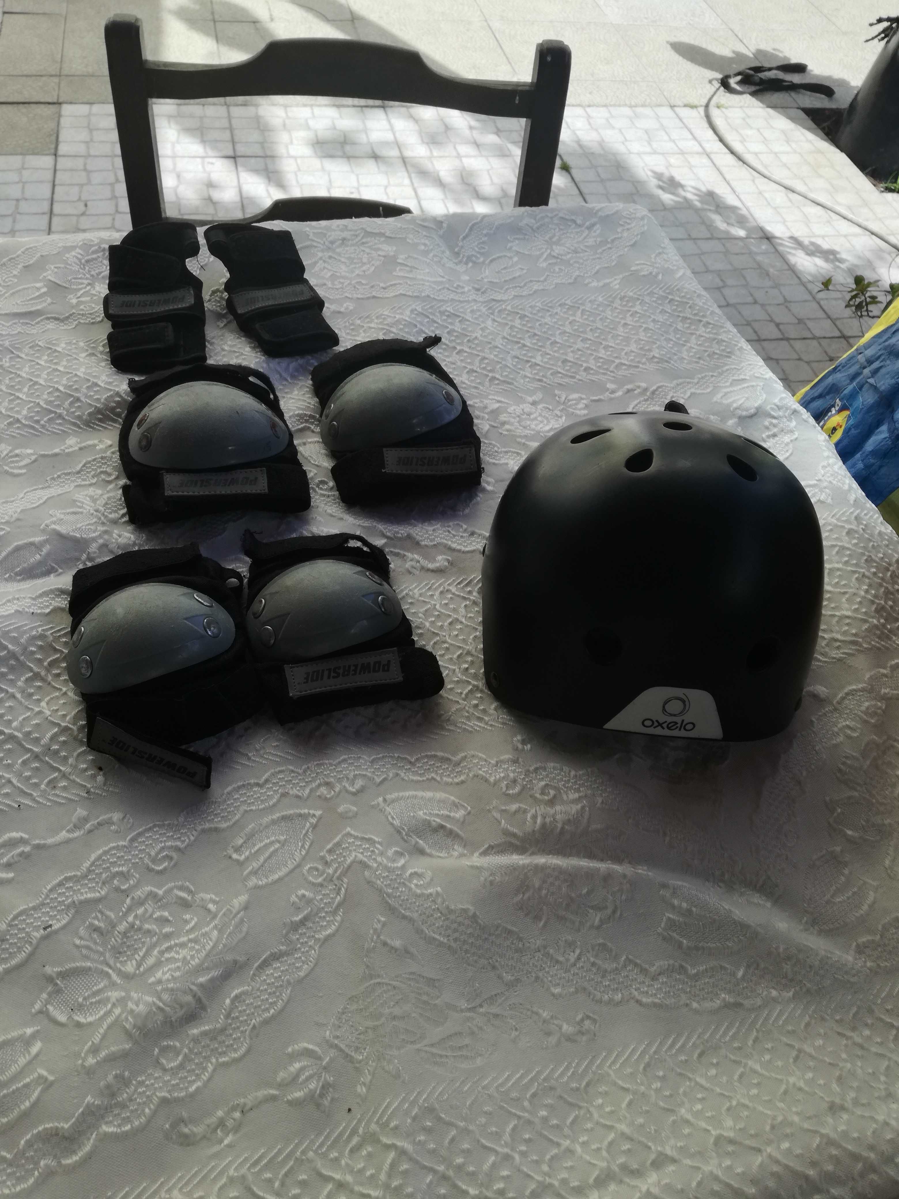 Kit proteção capacete oxelo e proteção powerslide