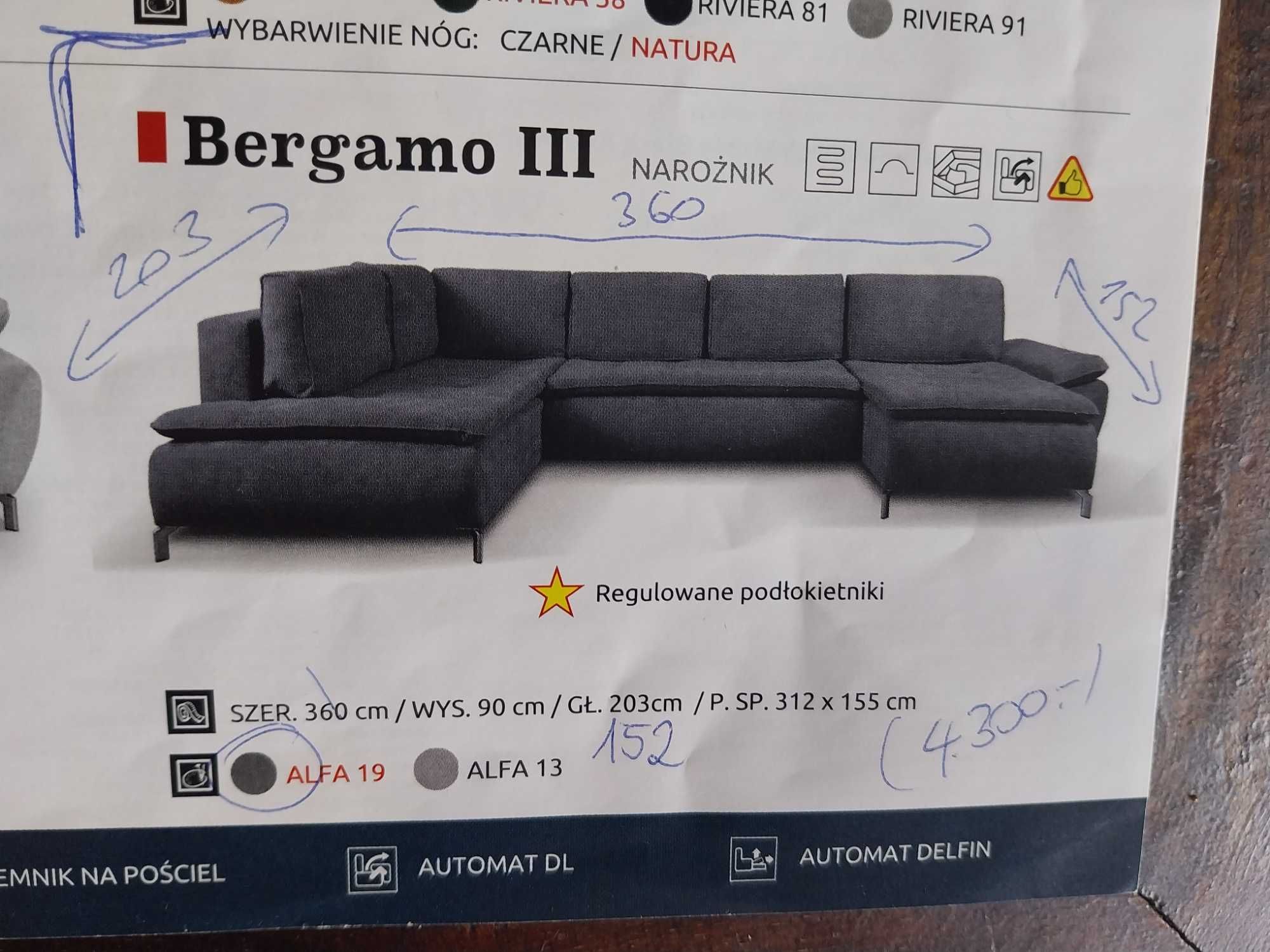 Duży narożnik z funkcją spania Bergamo III