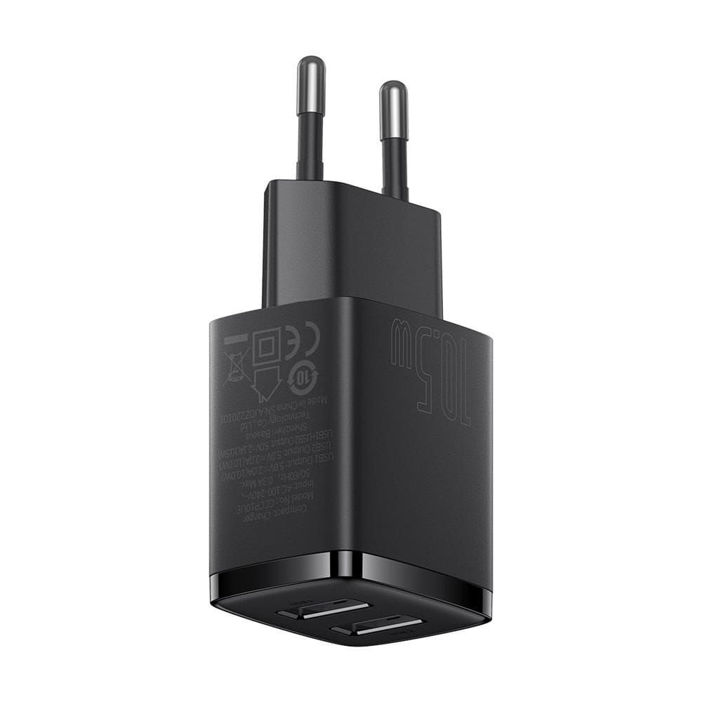 Baseus Compact Szybka Ładowarka Sieciowa 2xUSB Czarna 10,5W Sklep Wawa