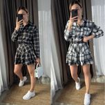 Женская рубашка в клетку+юбка-шорты 42-48 Жіночий костюм у клітинку