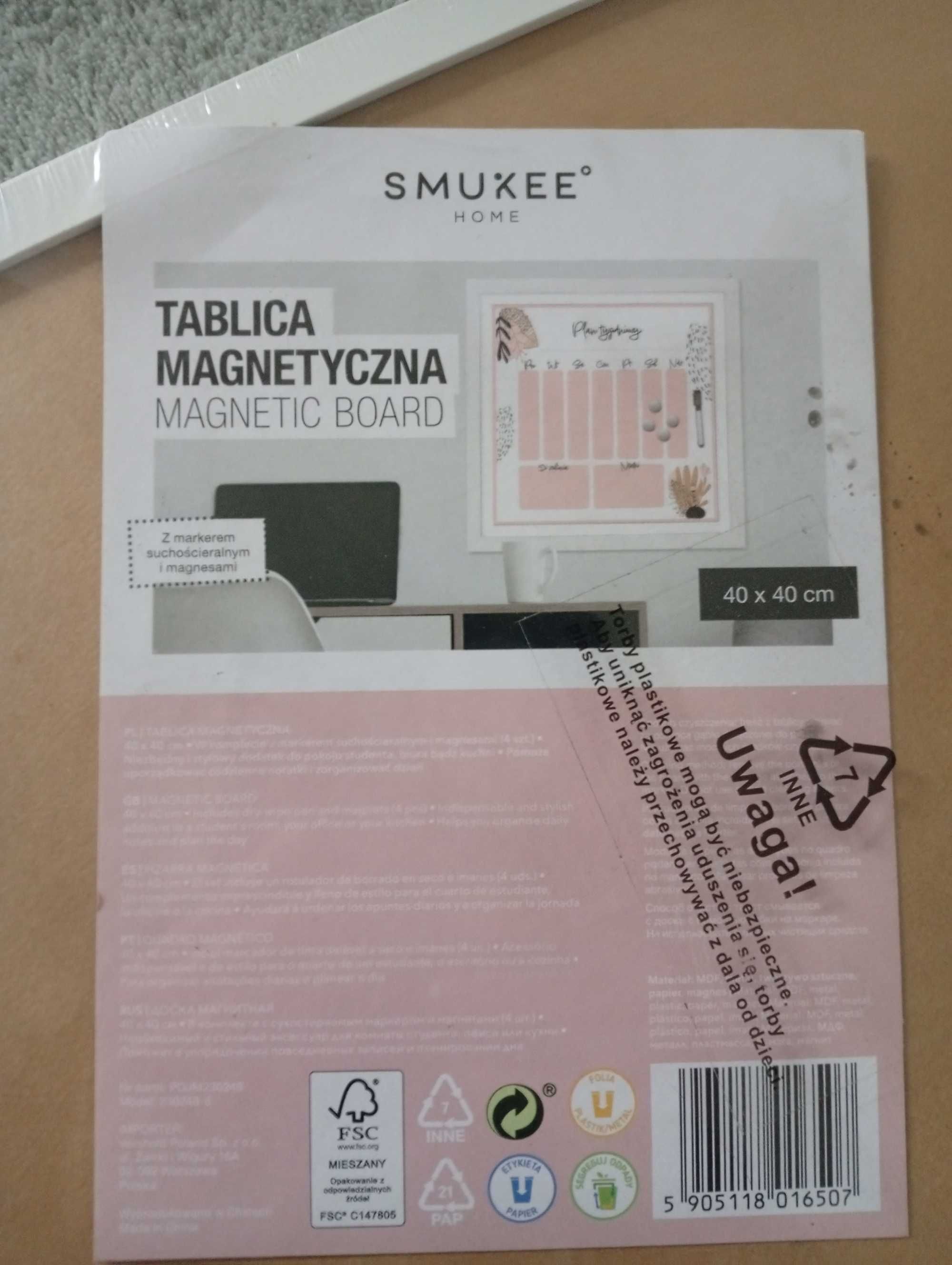 Tablica magnetyczna Smukee 40x40cm plan tygodnia