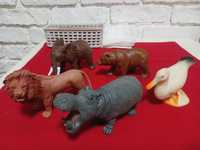Животные Бегемот, медведь, утка, слон, лев.