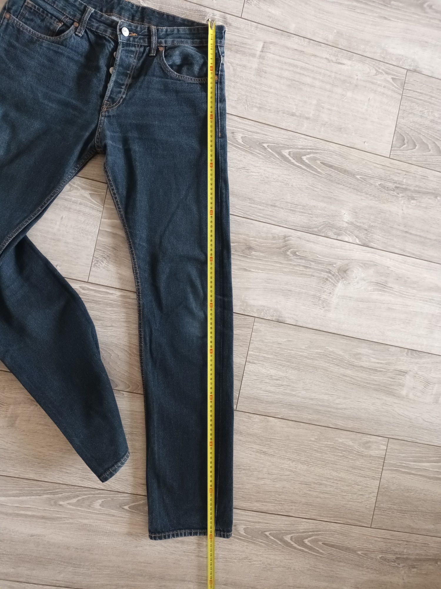 H&M jeansy 30/34 straight regular waist prosta nogawka denim niebieski