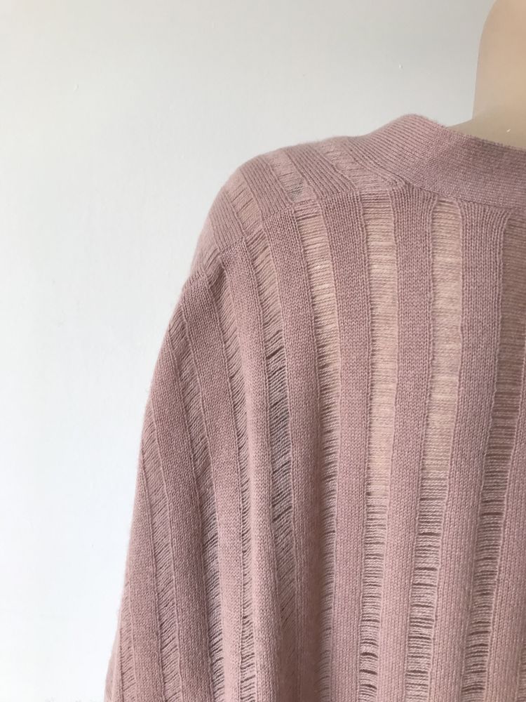 Madeleine Thompson sweter damski narzutka S 100% kaszmir