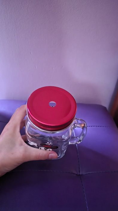 Copo vidro com tampa - Minnie Mouse