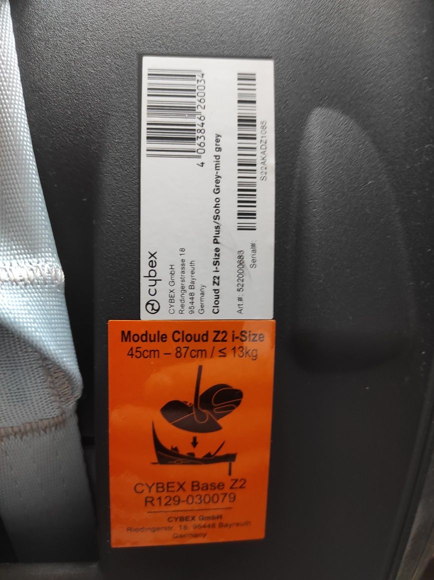Nosidełko fotelik Cybex Cloud Z2 Plus Soho Grey