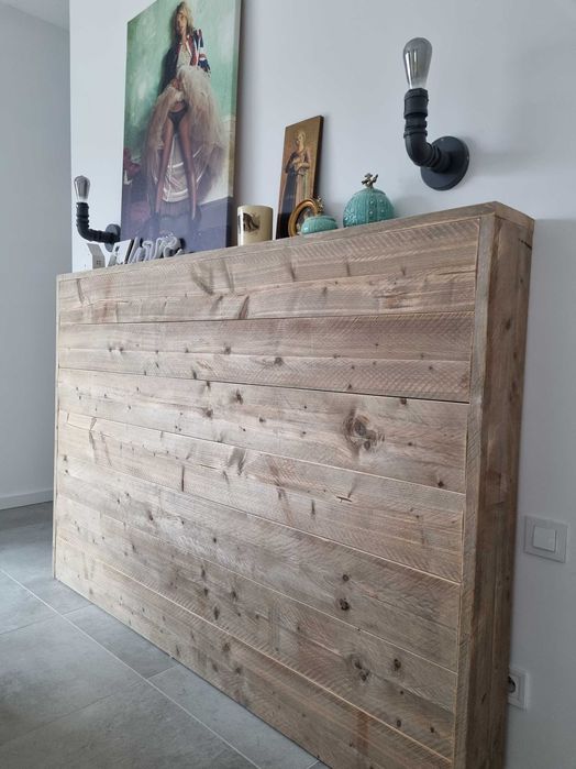 zagłówek do łóżka 2-osob z desek rusztowania