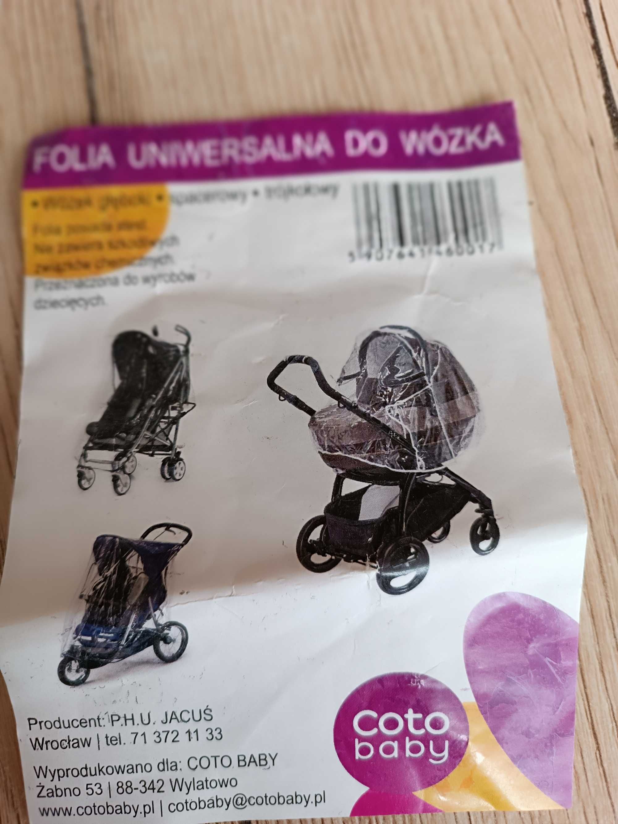 Folia przeciwdeszczowa do wózka dziecięcego uniwersalna