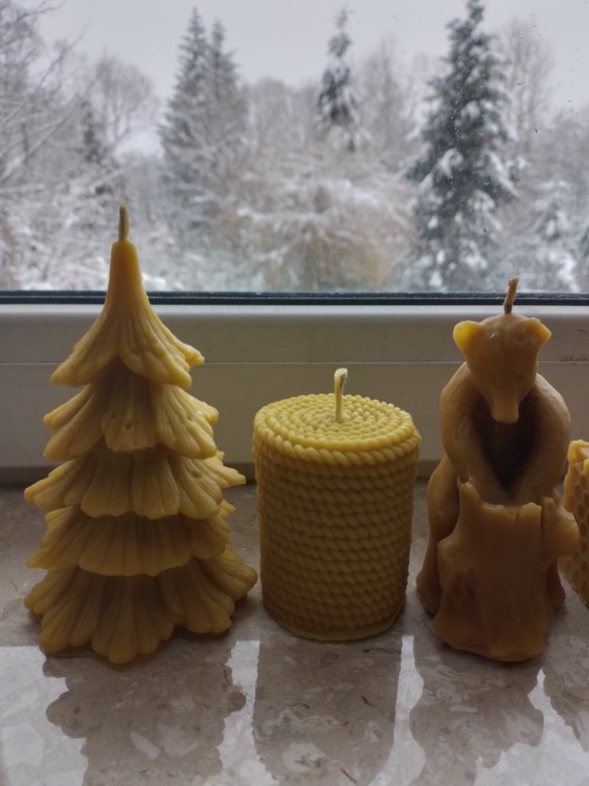 Świece handmade z wosku pszczelego, kit pszczeli, propolis Bieszczady