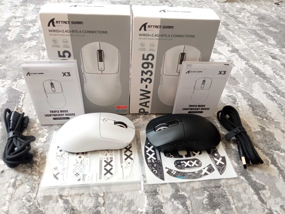 Нові Бездротові ігрові мишки Attack Shark X3 PW3395+Гріпси