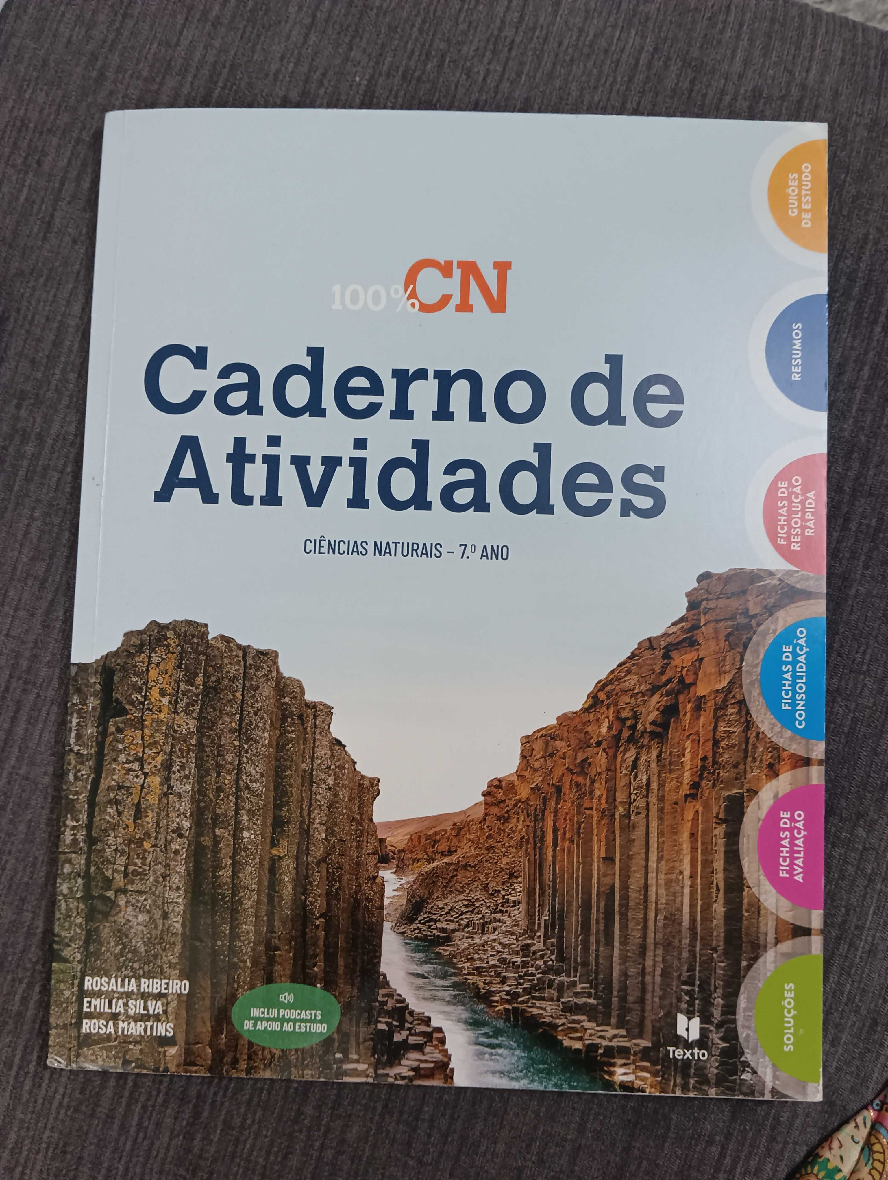 Cadernos atividades Novos 7 ano . Mat, Port, CN , Geog, Hist .