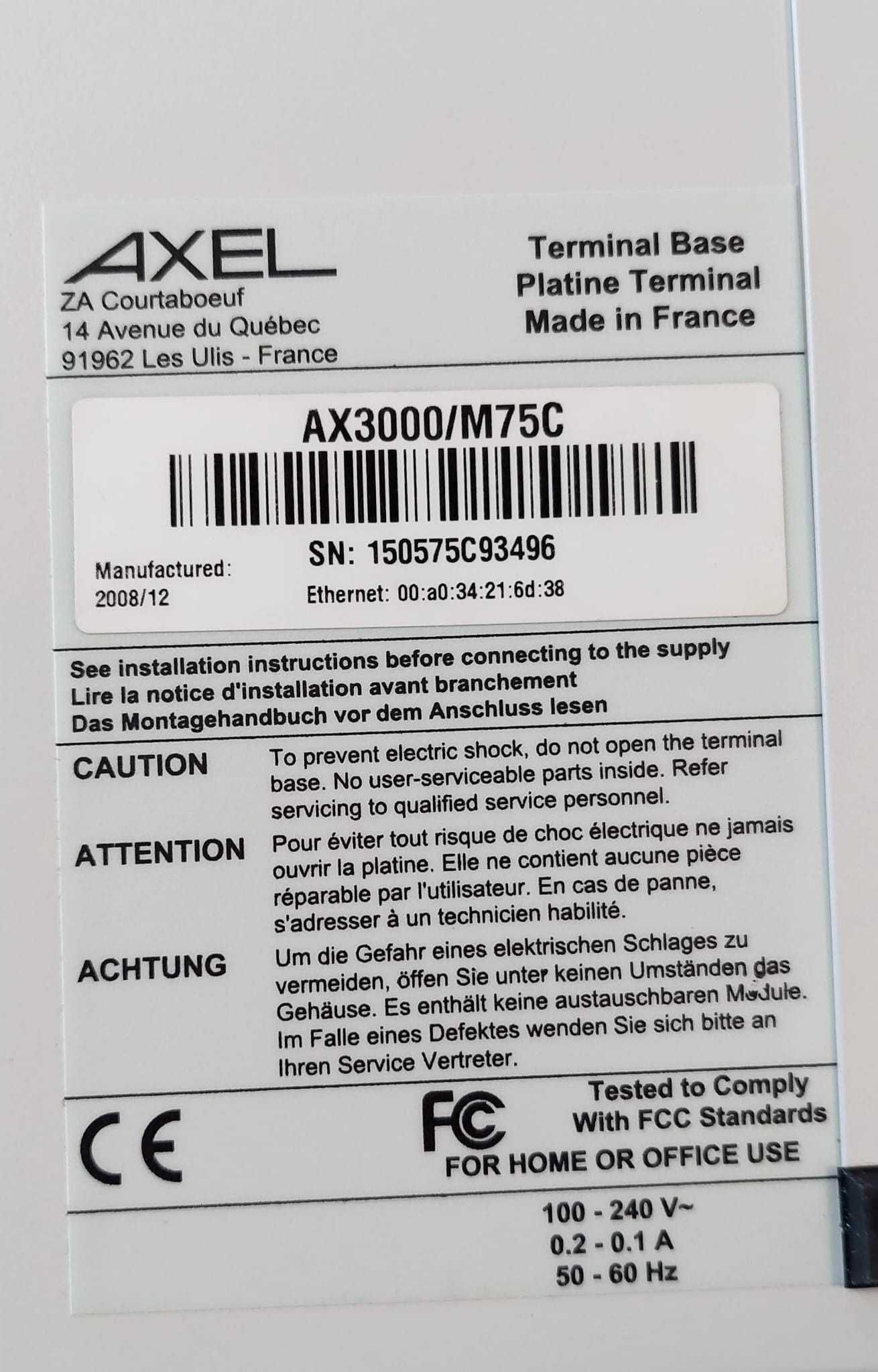Thin client Axel Platine Terminal M75C