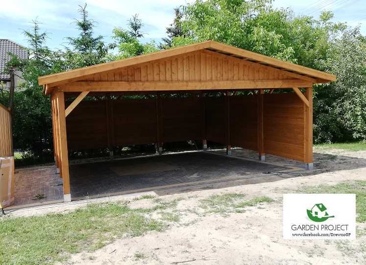wiata carport2 z dachem dwu spadowym na dwa auta