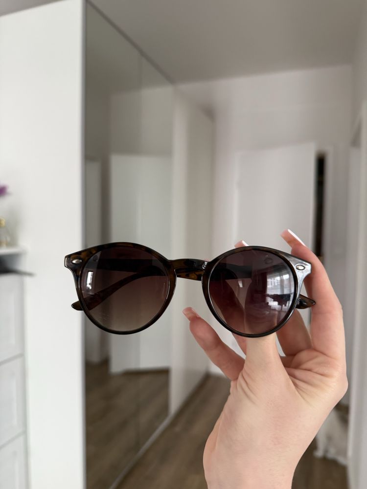 sunoze okulary przeciwsłoneczne brązowe okrągłe uv protection 100%