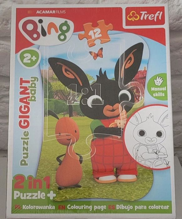 NOWE puzzle gigant 2+ kolorowanka BING