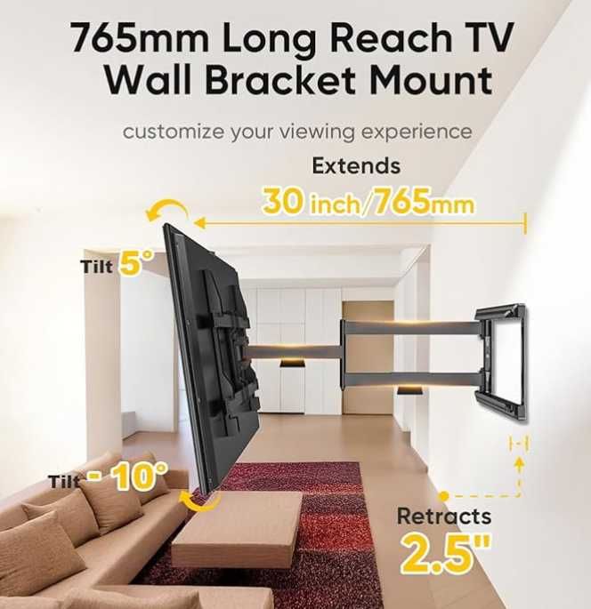 NOWE Długie ramię uchwyt do TV telewizora Forging Mount 37-75 cali