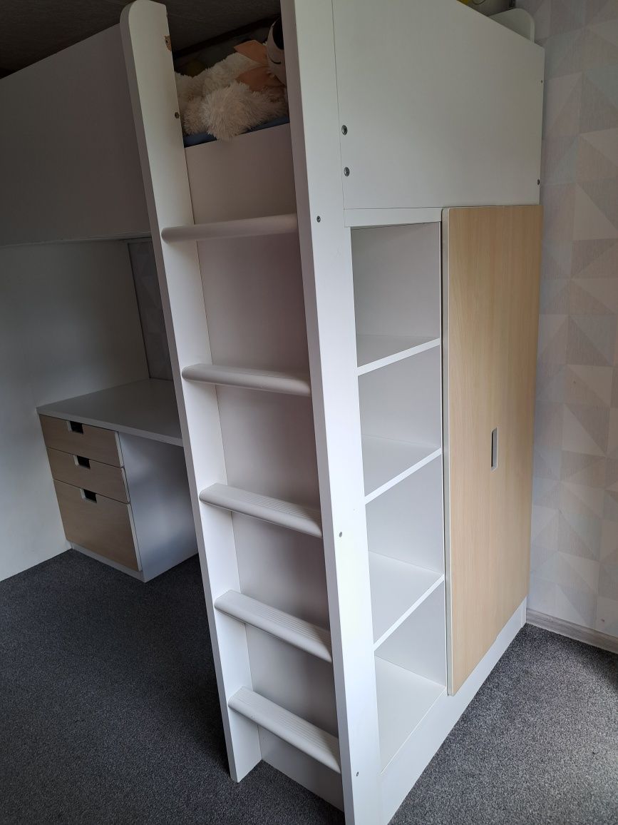 Łóżko piętrowe z biurkiem Ikea SMASTAD