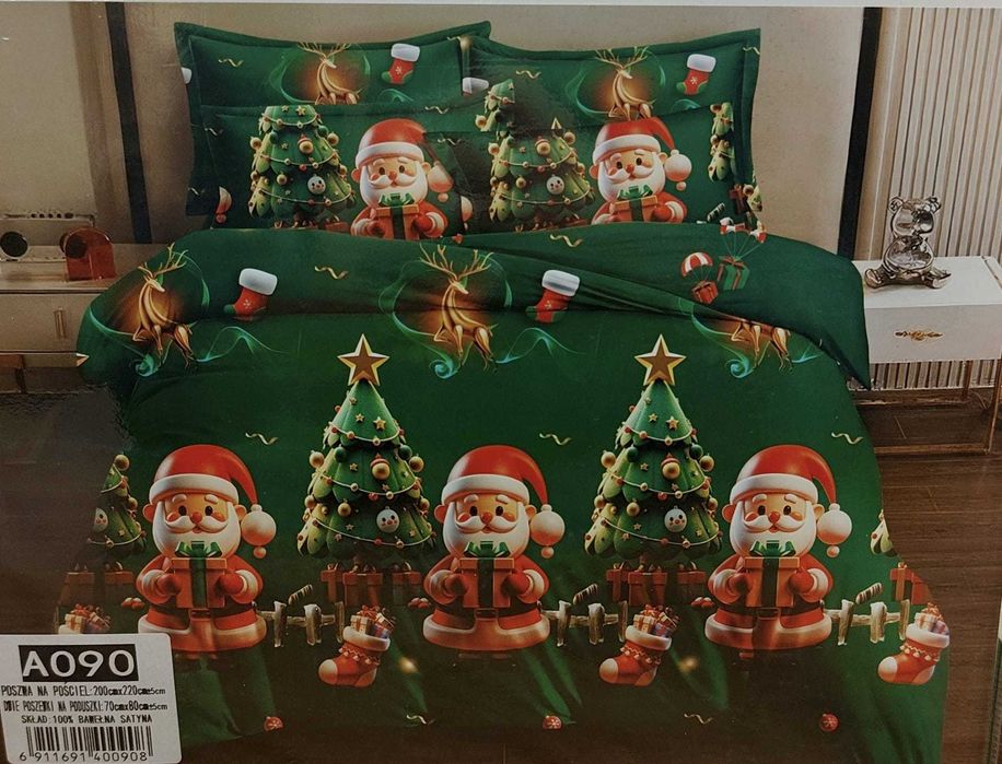 Pościel świąteczna 160x200 Prezent na Mikołajki Boże Narodzenie