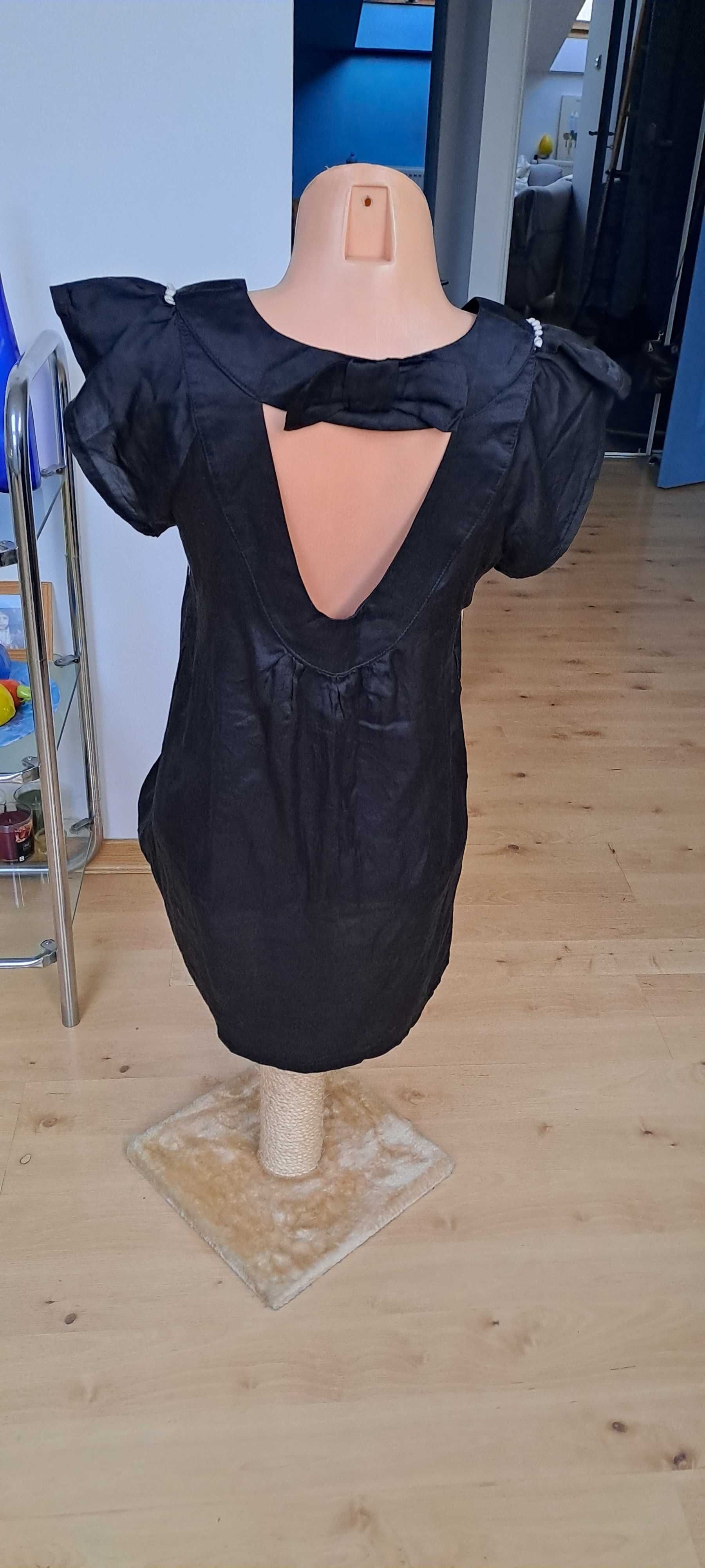 Tunika sukienka czarna jedwab bawełna. M