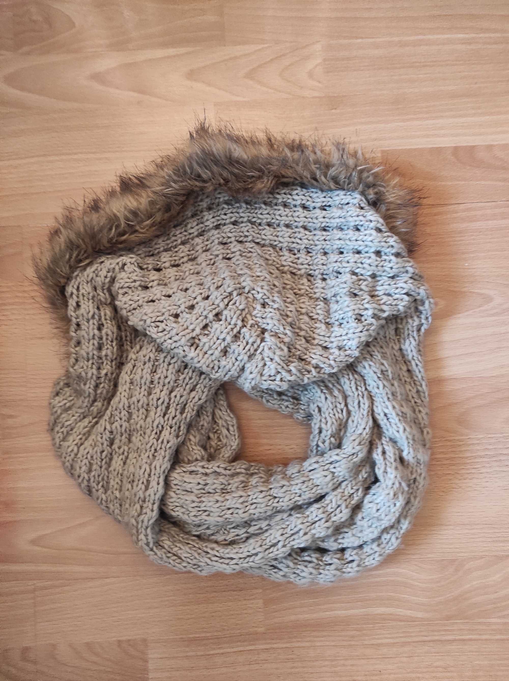 Szal szalik z kapturem damski 100 cm